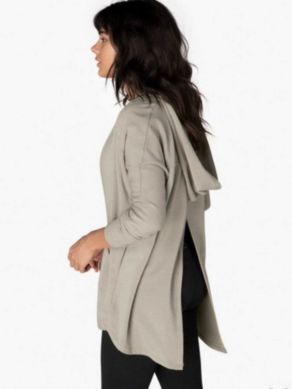 Beyond Yoga Love And Fleece Hooded Cardigan Light Brown Women’s Size Small